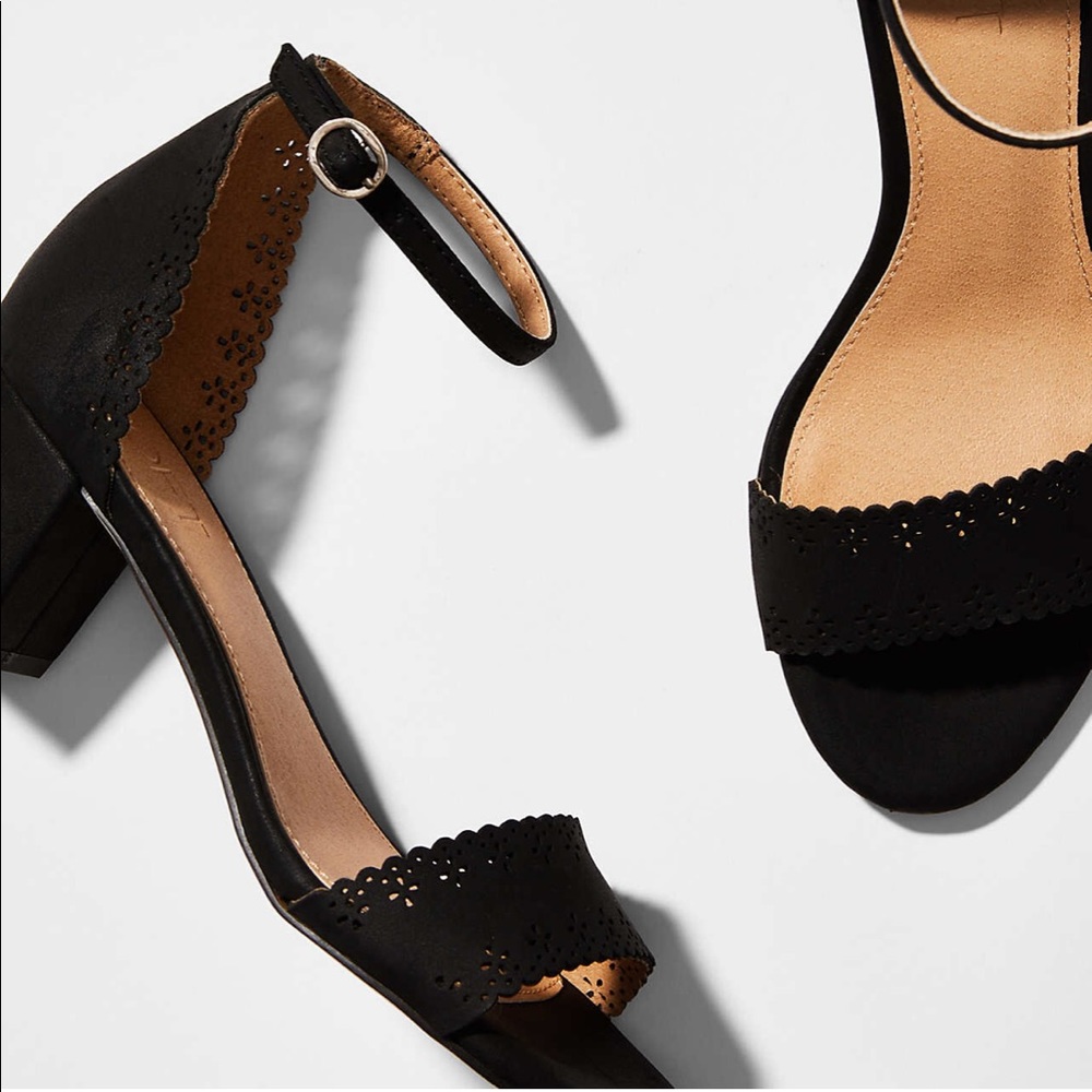 Black Loft perforated block heel sandal